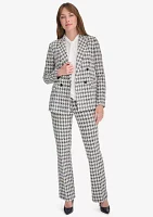 Women's Houndstooth Knit Double Breasted Blazer