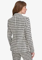 Women's Houndstooth Knit Double Breasted Blazer