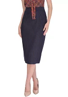 Women's Pinstripe Midi Ponte Skirt