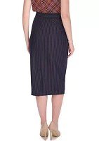 Women's Pinstripe Midi Ponte Skirt