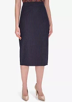 Women's Pinstripe Midi Ponte Skirt