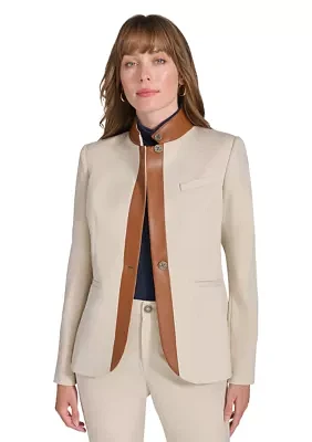 Women's Riding Jacket with Faux Leather Trim