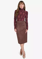 Faux Suede Pencil Skirt