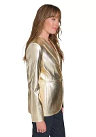 Women's One Button Gold Blazer