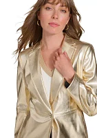 Women's One Button Gold Blazer