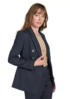 Women's Double Breaster Lurex Pinstripe Blazer