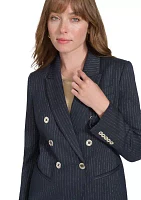 Women's Double Breaster Lurex Pinstripe Blazer