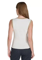 Women's Sleeveless Sweater with Lurex Trim