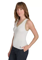 Women's Sleeveless Sweater with Lurex Trim