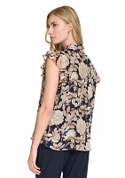 Women's Garden Floral Bow Blouse