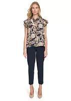 Women's Garden Floral Bow Blouse