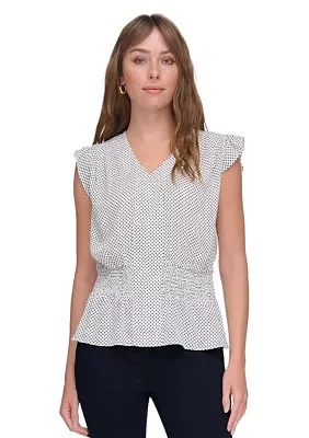 Women's Dot Smocked Peplum Blouse