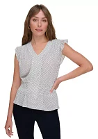 Women's Dot Smocked Peplum Blouse