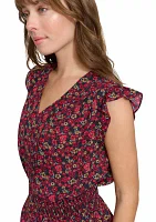 Women's Floral Smocked Peplum Blouse