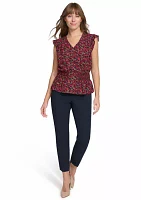 Women's Floral Smocked Peplum Blouse