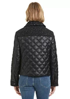 Women's Quilted Jacket with Tweed Details