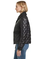 Women's Quilted Jacket with Tweed Details