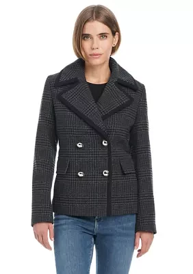 Women's Cropped Peacoat with Metal Buttons