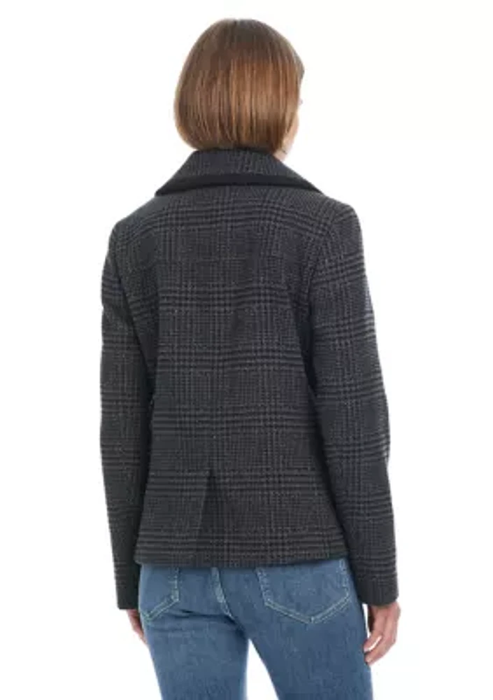 Women's Cropped Peacoat with Metal Buttons