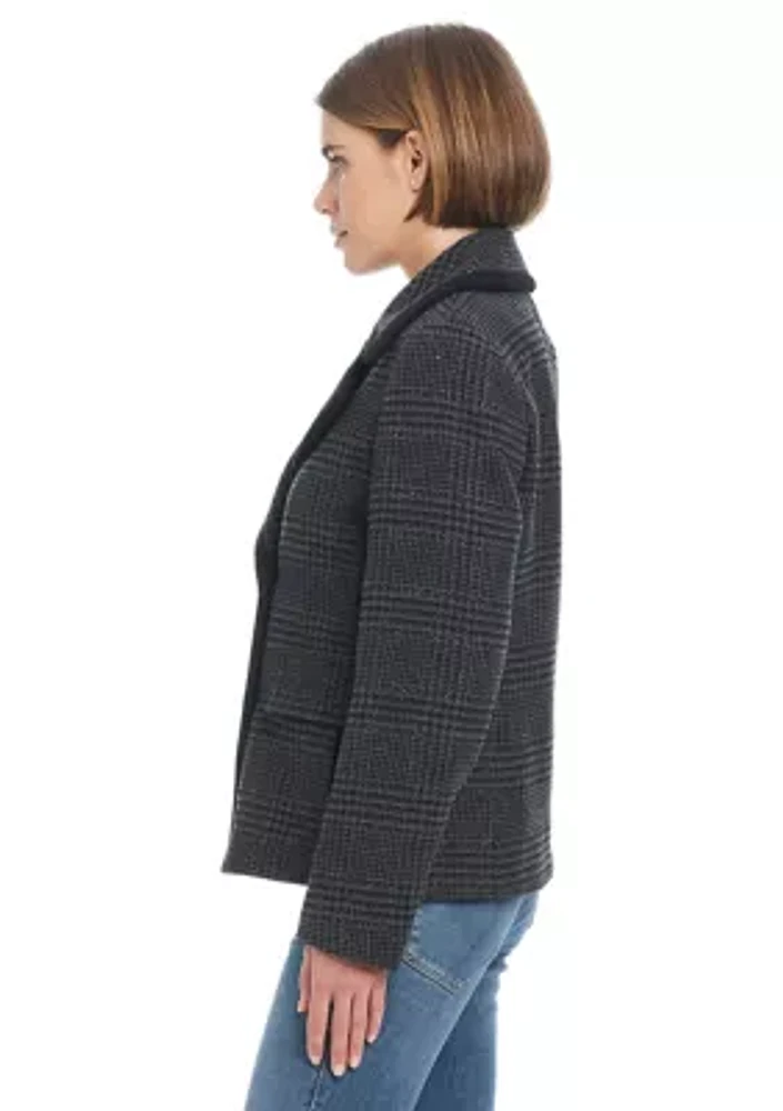 Women's Cropped Peacoat with Metal Buttons