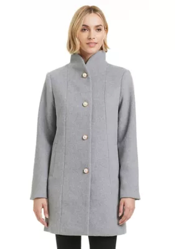 Women's Pearl Button Tailored Wool Coat