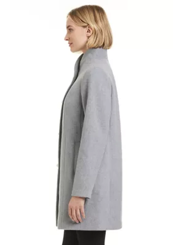 Women's Pearl Button Tailored Wool Coat