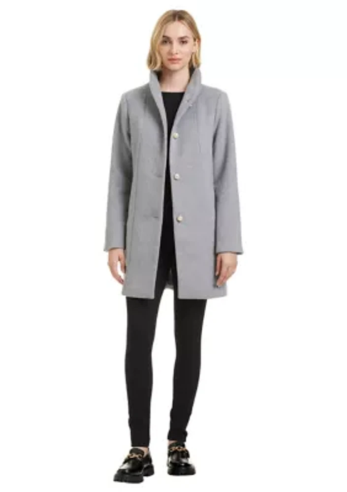 Women's Pearl Button Tailored Wool Coat