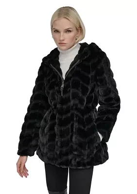 Women's Full Zip Faux Fur Coat