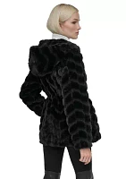 Women's Full Zip Faux Fur Coat