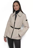 Full Zip Quilted Jacket with Belt