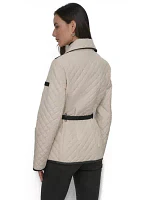 Full Zip Quilted Jacket with Belt