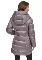 Women's Packable Mid Length Puffer Jacket with Hood