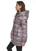 Women's Packable Mid Length Puffer Jacket with Hood