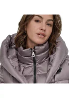 Women's Packable Mid Length Puffer Jacket with Hood