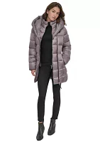 Women's Packable Mid Length Puffer Jacket with Hood