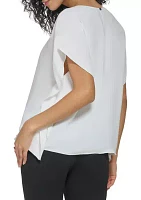 Women's Shirred Crew Neck Top