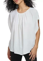 Women's Shirred Crew Neck Top