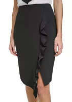 Women's Ruffle Front Twill Skirt