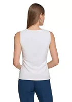 Women's Sleeveless Jersey Asymmetrical Neckline Side Ruched Top