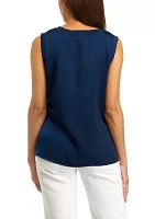 Women's Sleeveless Rib Trim Shirt