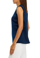 Women's Sleeveless Rib Trim Shirt