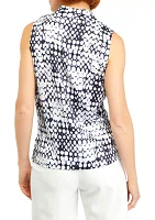 Women's Printed Pleated Neck Top