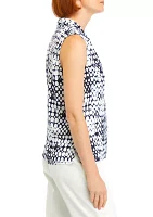 Women's Printed Pleated Neck Top