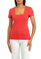 Women's Short Sleeve Square Neck Top