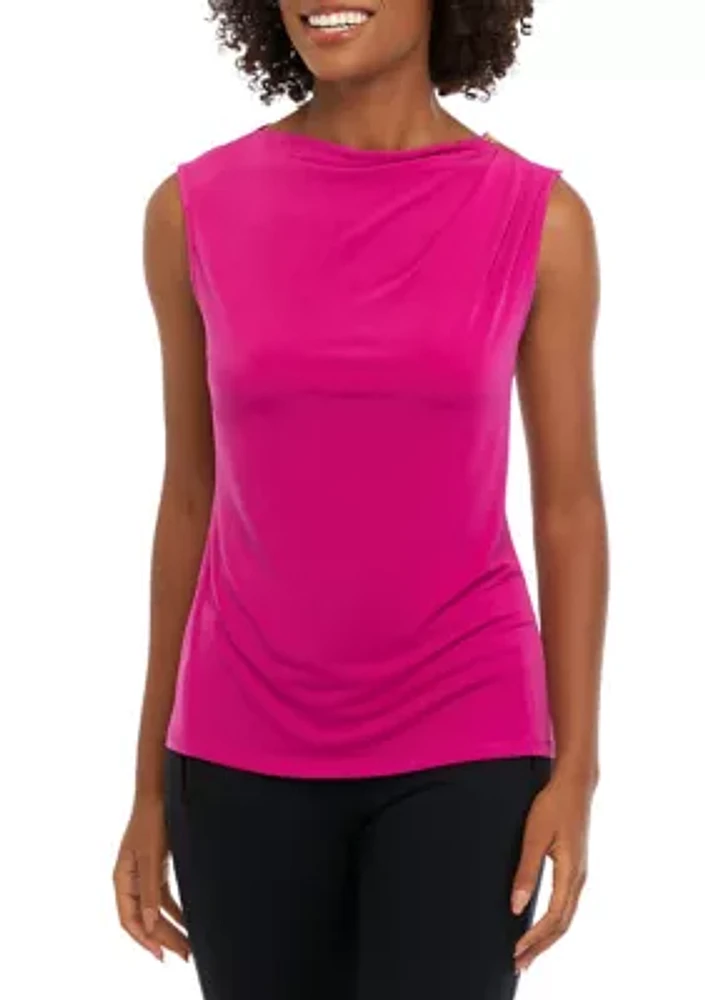 Women's Draped Neck Top with Zipper