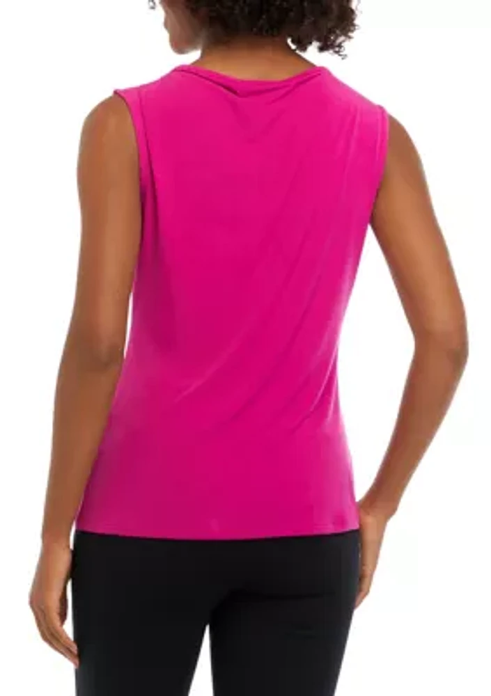 Women's Draped Neck Top with Zipper