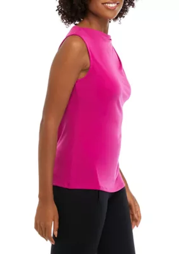 Women's Draped Neck Top with Zipper