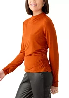 Women's Long Sleeve Mock Neck Ruched Top