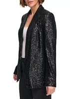 Women's Long Sleeve Shawl Collar Sequin Jacket