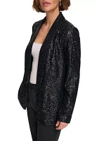 Women's Long Sleeve Shawl Collar Sequin Jacket